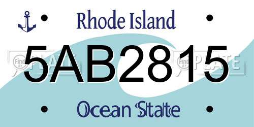5AB2815 Rhode Island License Plate