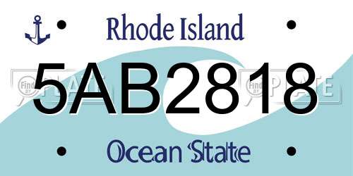 5AB2818 Rhode Island License Plate