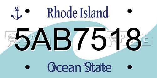 5AB7518 Rhode Island License Plate