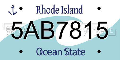 5AB7815 Rhode Island License Plate