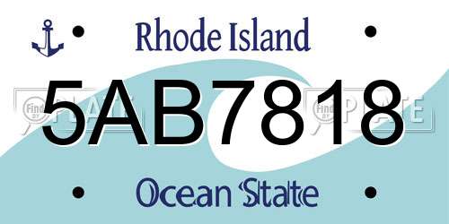 5AB7818 Rhode Island License Plate