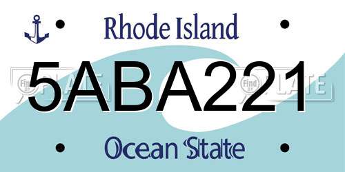 5ABA221 Rhode Island License Plate
