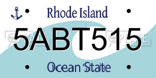 5ABT515 Rhode Island License Plate