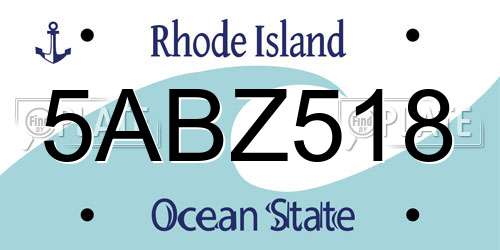 5ABZ518 Rhode Island License Plate
