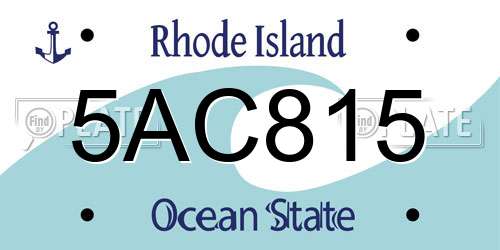 5AC815 Rhode Island License Plate