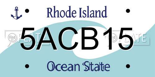 5ACB15 Rhode Island License Plate