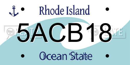 5ACB18 Rhode Island License Plate