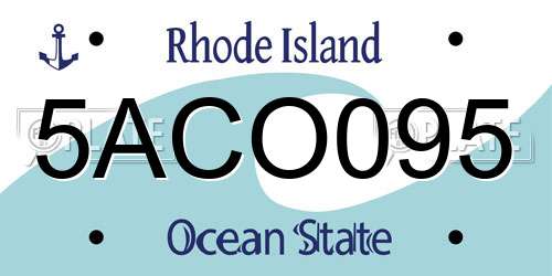 5ACO095 Rhode Island License Plate
