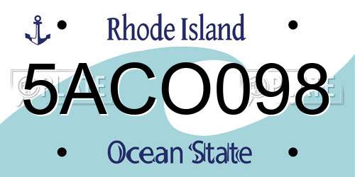 5ACO098 Rhode Island License Plate