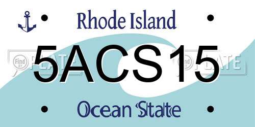 5ACS15 Rhode Island License Plate