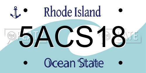 5ACS18 Rhode Island License Plate