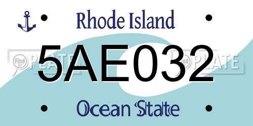 5AE032 Rhode Island License Plate