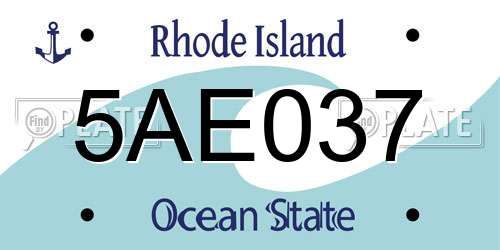 5AE037 Rhode Island License Plate