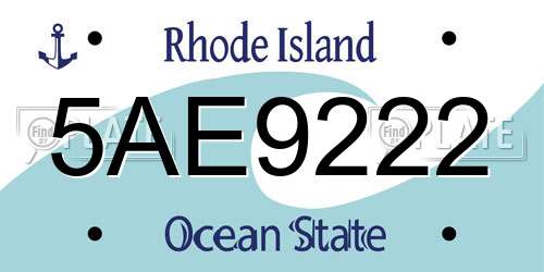 5AE9222 Rhode Island License Plate