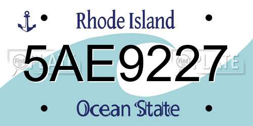 5AE9227 Rhode Island License Plate