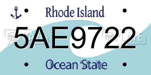 5AE9722 Rhode Island License Plate