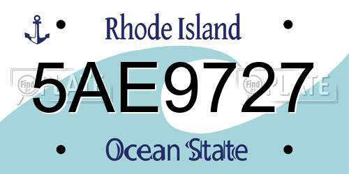 5AE9727 Rhode Island License Plate