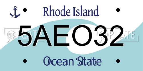 5AEO32 Rhode Island License Plate