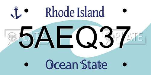 5AEQ37 Rhode Island License Plate