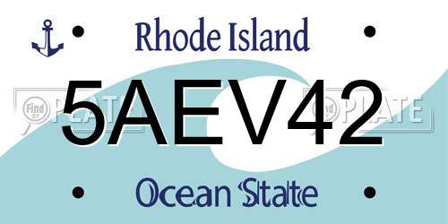 5AEV42 Rhode Island License Plate