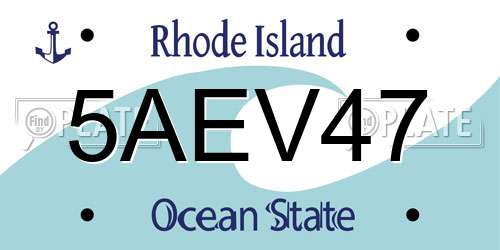 5AEV47 Rhode Island License Plate