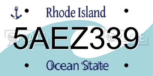 5AEZ339 Rhode Island License Plate