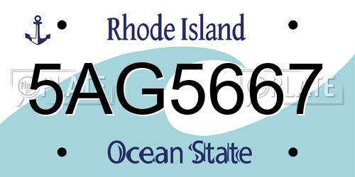 5AG5667 Rhode Island License Plate
