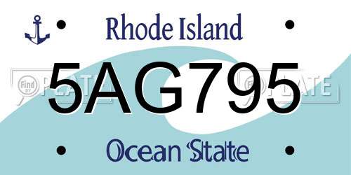 5AG795 Rhode Island License Plate