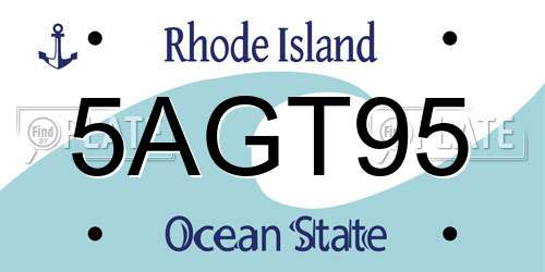 5AGT95 Rhode Island License Plate