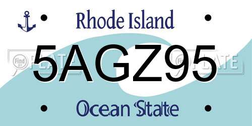 5AGZ95 Rhode Island License Plate