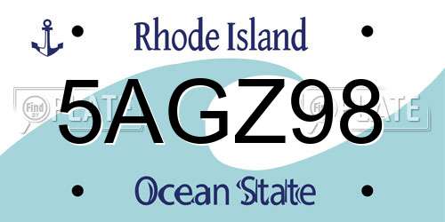 5AGZ98 Rhode Island License Plate
