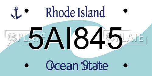 5AI845 Rhode Island License Plate