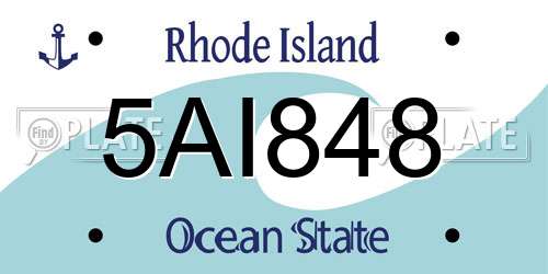 5AI848 Rhode Island License Plate