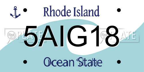 5AIG18 Rhode Island License Plate