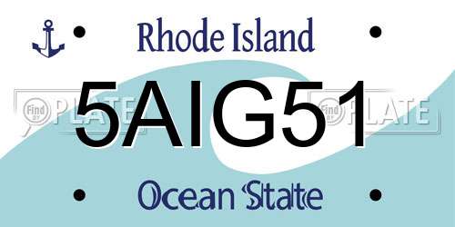 5AIG51 Rhode Island License Plate