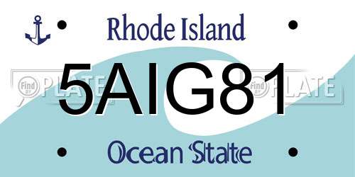 5AIG81 Rhode Island License Plate