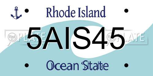 5AIS45 Rhode Island License Plate