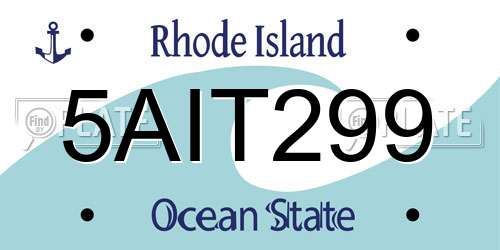 5AIT299 Rhode Island License Plate