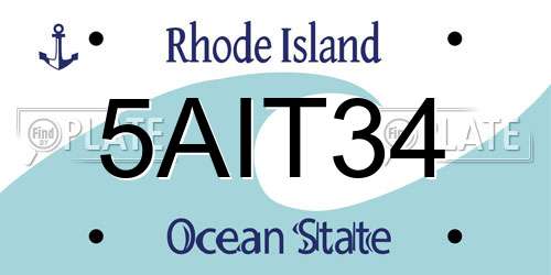 5AIT34 Rhode Island License Plate