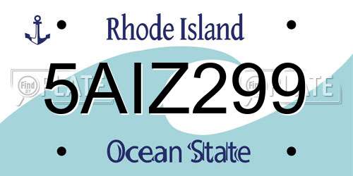 5AIZ299 Rhode Island License Plate