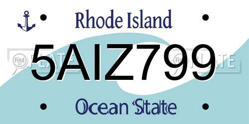 5AIZ799 Rhode Island License Plate