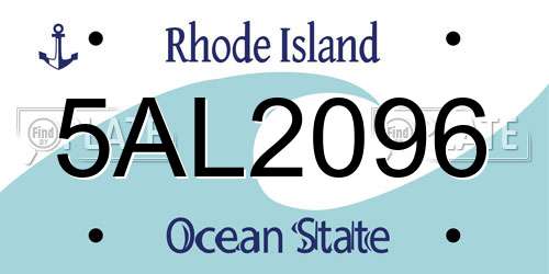 5AL2096 Rhode Island License Plate