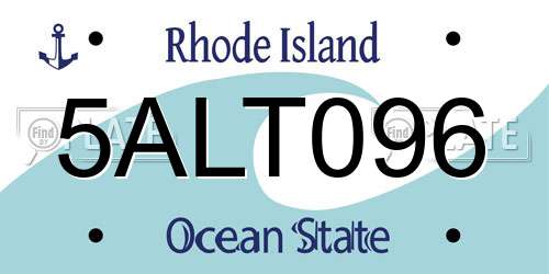 5ALT096 Rhode Island License Plate