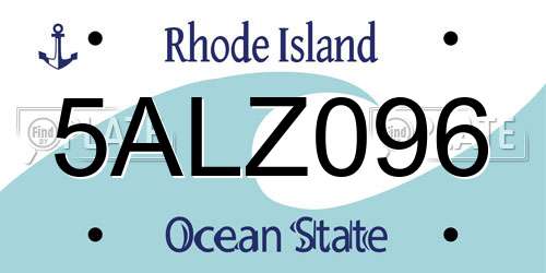 5ALZ096 Rhode Island License Plate