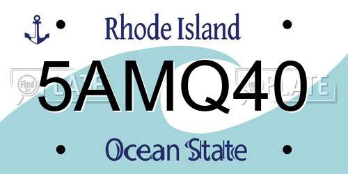 5AMQ40 Rhode Island License Plate