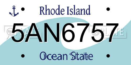 5AN6757 Rhode Island License Plate