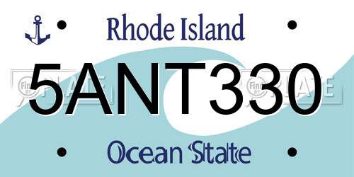 5ANT330 Rhode Island License Plate