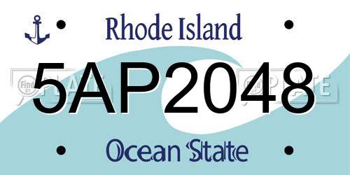 5AP2048 Rhode Island License Plate
