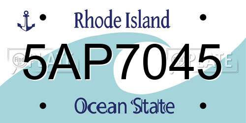 5AP7045 Rhode Island License Plate