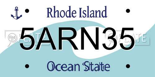 5ARN35 Rhode Island License Plate